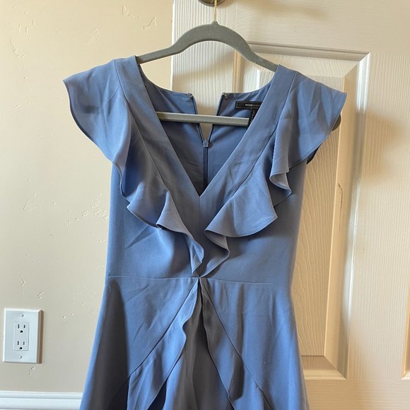BCBGMAXAZRIA Tyrah Ruffle Mini Dress In Misty Blue - Picture 1 of 3